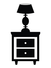 Table lamp icon on antique furniture. Home design inspiration on white background. Used for home beautification. Vector illustration.