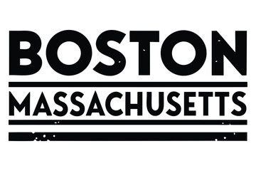 Boston, Massachusetts Minimalist Typography Vector