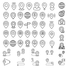 Location map pin icons set. Modern map marker collection. Pinpoint. Location pin icon. Map pin place marker. Map marker pointer icon. 