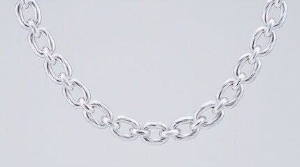 Obraz premium Silver Chain Necklace Close up Jewelry Oval Links Elegant Luxury Fashion Accessory
