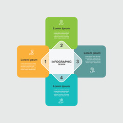 Modern design template infographic with 4 step table square and icons suitable for business information and web presentation.