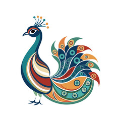 Fototapeta premium Vibrant Peacock Design with Geometric Patterns.