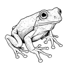Naklejka premium intricate engraving tree frog, vector illustration, isolated on white background