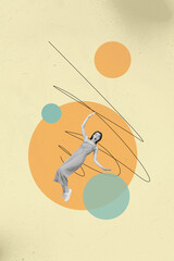 Sketch 3d image poster art collage of happy girl guy dance weekend party chill entertainment...