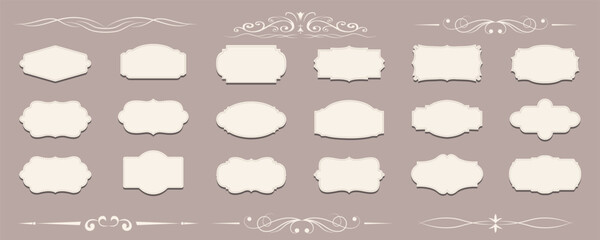 Collection of digital pictures, frames and labels, vintage style. Suitable for decoration of cosmetics, pharmacy products. Vector illustration.  EPS 10	
