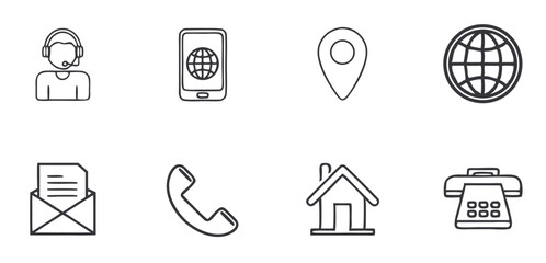 office contact icons collection with business communication symbols vector illustration

