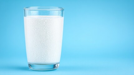Refreshing Glass of Milk on Teal Background  Dairy Drink Photo