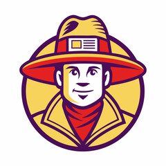 Cartoon Detective or Investigator with Hat and Trench Coat Logo Design