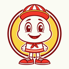 Cartoon Character Wearing a Hat and Shoes with a Smiling Face