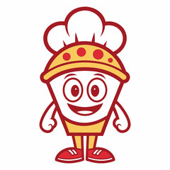 Cartoon Cupcake Character with Chef Hat and Shoes Ready to Bake