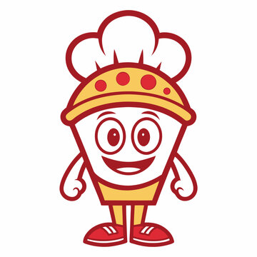 Cartoon Cupcake Character with Chef Hat and Shoes Ready to Bake