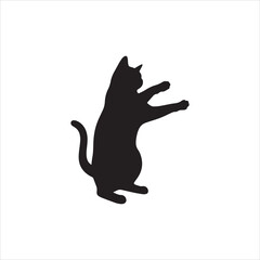 Black cat silhouette vector illustration for domestic feline pet art