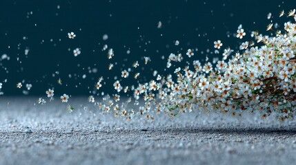 Ethereal White Blossoms Falling  Spring Floral Beauty  Nature Photography