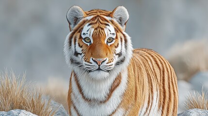 Obraz premium Majestic Tiger Portrait Wild Cat Feline Big Cat Predator Orange Fur Wildlife Photogr