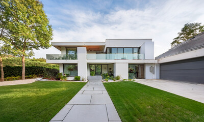 Fototapeta premium A typical American single family house with a garden.