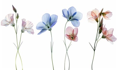  Watercolor wildflower clipart, with simple and clean lines on a white background