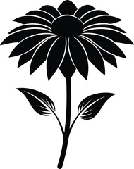 Coneflower purple flower silhouette, A Rudbeckia flower vector silhouette, Coneflower Vector clipart illustration design. 