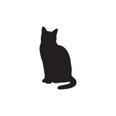 Black kitten silhouette vector illustration of a cute domestic feline