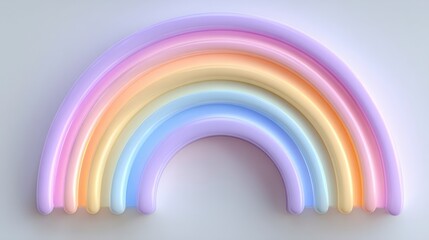 Fototapeta premium Pastel Rainbow Arch 3D Render Soft Colors White Background Graphic Design Element