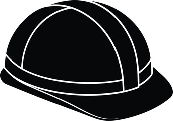 Construction helmet, safety helmet, hard hat, safety equipment silhouette icon vector illustration