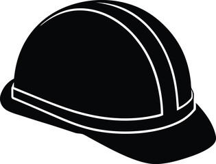 Construction helmet, safety helmet, hard hat, safety equipment silhouette icon vector illustration