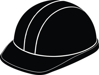 Construction helmet, safety helmet, hard hat, safety equipment silhouette icon vector illustration