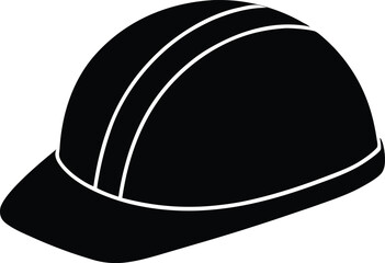 Construction helmet, safety helmet, hard hat, safety equipment silhouette icon vector illustration