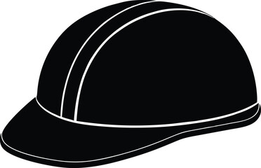 Construction helmet, safety helmet, hard hat, safety equipment silhouette icon vector illustration