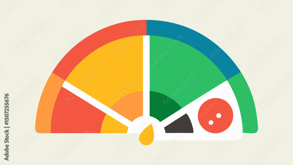 Poster nutrition meter a colorful dial indicating daily nutrient intake balance with slices showing carbohy