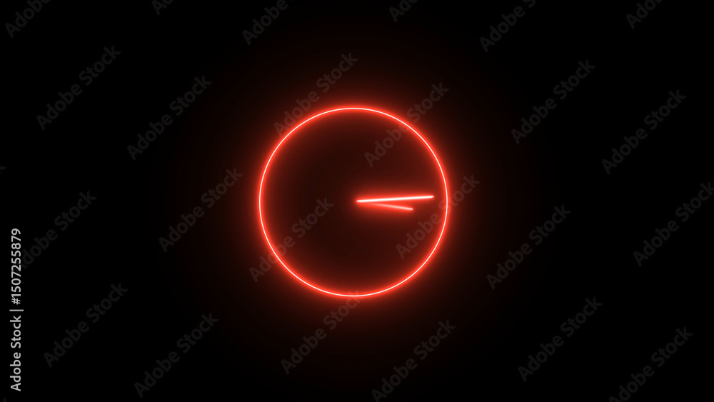 Aufkleber abstract red neon circle with lines on a black background for design