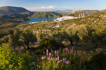 Fototapeta premium Zahara de la Sierra is in the province of Cádiz in the hills of Andalusia, southern Spain. 