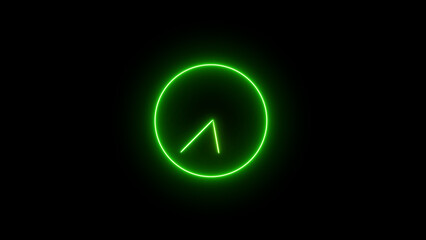 Abstract Neon Green Clock on Black Background Minimalist Time Concept Design