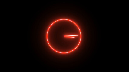 Abstract Red Neon Circle with Lines on a Black Background for Design