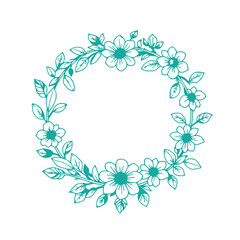 Floral wreath logo simple flat illustration creative abstract design vector.