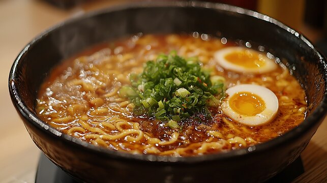 Aromatic spicy ramen with egg