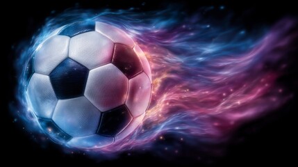 Fototapeta premium Fiery Soccer Ball Streak Sports Energy Motion Abstract Background
