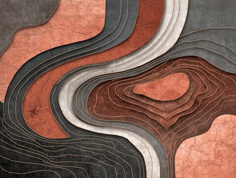 Layered Topographic Lines over Earthy Background with Light Grunge Texture for Father&rsquo;s Day Branding Focused on Natural Exploration and Experience-Based Visual Themes