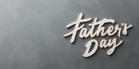 Simple Text Design with "Father's Day" in White Letters on a Gray Background, Minimalist Style with Cut-Out Word Effect and Solid Color Background
