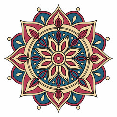 Intricate Mandala Vector Design with Floral and Geometric Patterns &ndash; Decorative Boho Style Art