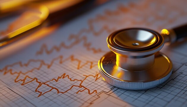 Decoding heart rhythms with a stethoscope vital signs assessment under soft warm light for