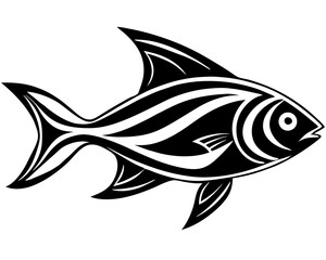 Obraz premium Black and white fish vector illustration on a black background perfect for aquatic and marine animal icon design