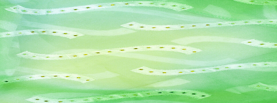 Seamless kaleidoscope. Fabric silk green-blue shades. Vibrant colors and scalloped shapes create a truly unique crepe de chine in yellow, blue and green geometric silk crepe de chine.
