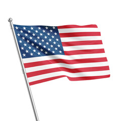 Fototapeta premium American flag wave 3d render realistic