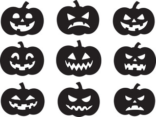 Obraz premium Halloween pumpkin set on white background