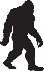 Mysterious Bigfoot Silhouette Walking Apeman Cryptozoology Illustration