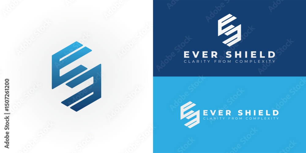 Poster a modern logo for data and analytics service companies, featuring the interconnected initials es. th
