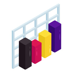A colored design icon of bar chart  