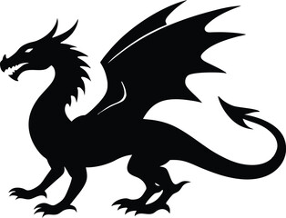 Fototapeta premium dragon icon silhouette style vector art illustration. Vector drawing of a black dragon silhouette design