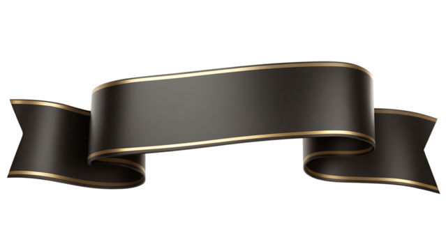 black and yellow ribbon banner isolated on white background PNG