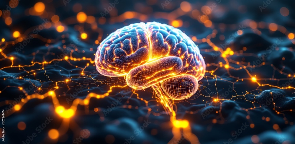Leinwandbilder a glowing digital brain with neural connections highlighted, symbolizing artificial intelligence and